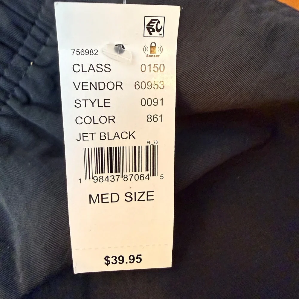 PacSun Mens Jet Black Swim Trunks Nylon Mesh Lined Shorts Medium NEW